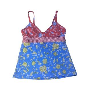 Lands' End Multi Color Floral Tankini Top